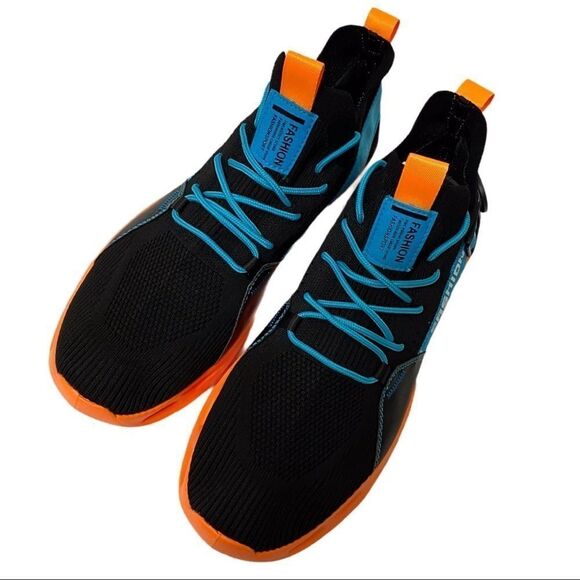 Black Graphic Slip On Style Orange Rubber Sneakers - Picture 4 of 4